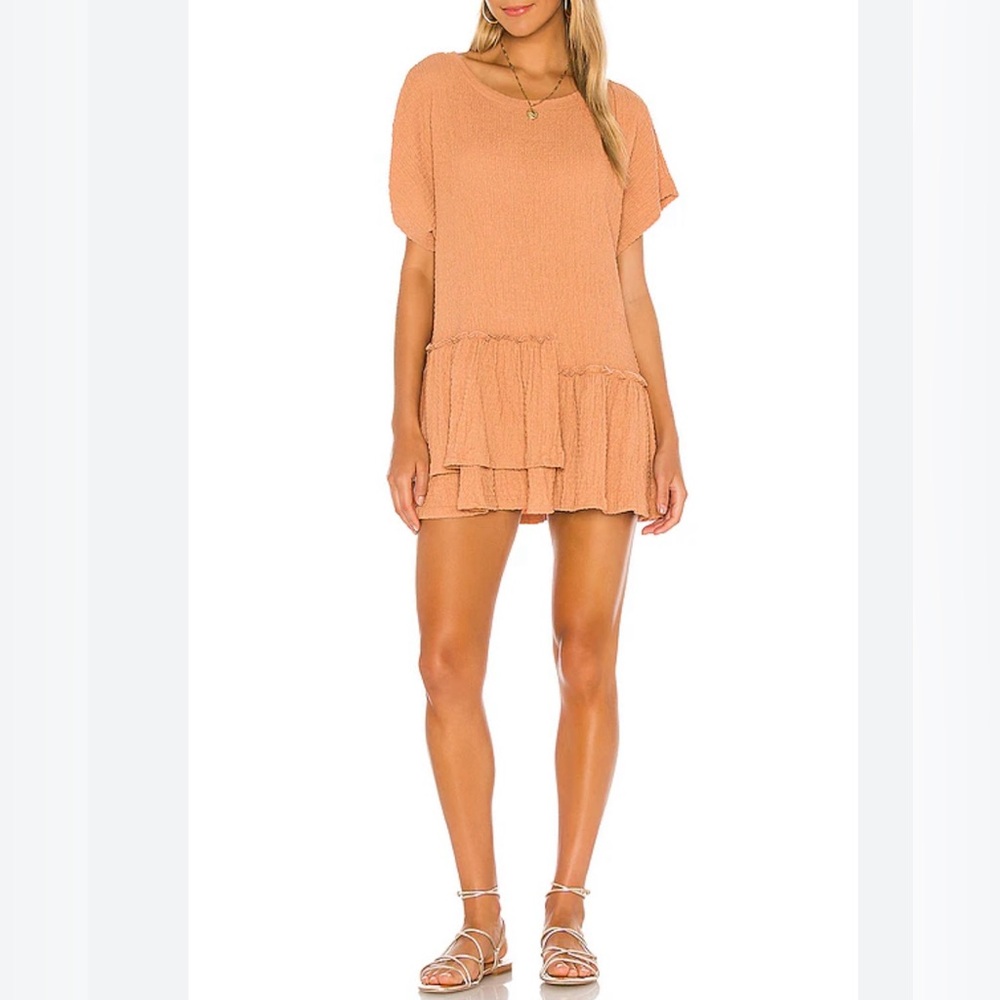 Free People Fp Beach Marni Asymmetrical Ruffle Tunic Dress Lovely Leo Size Small